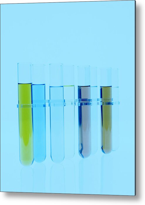 Test Tubes Metal Print featuring the photograph Test Tubes #1 by Lawrence Lawry