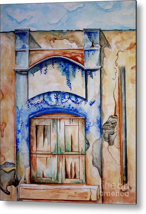 South Of The Border Metal Print featuring the painting Window from Santiago #1 by Kandyce Waltensperger