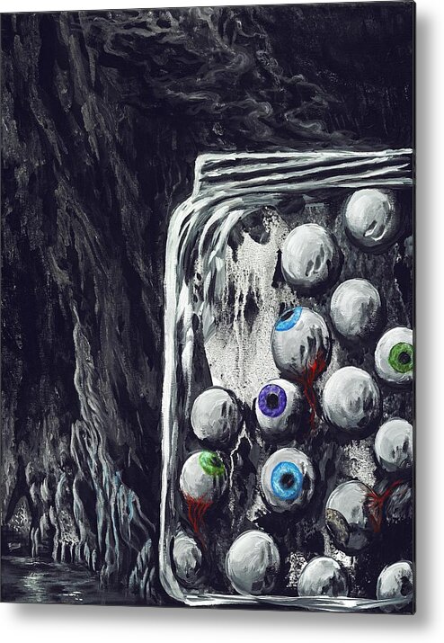 Jar Metal Print featuring the painting A Jar of Eyeballs by David Junod