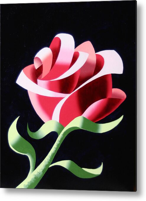 Abstract Metal Print featuring the painting Abstract Geometric Cubist Rose Oil Painting 3 by Mark Webster