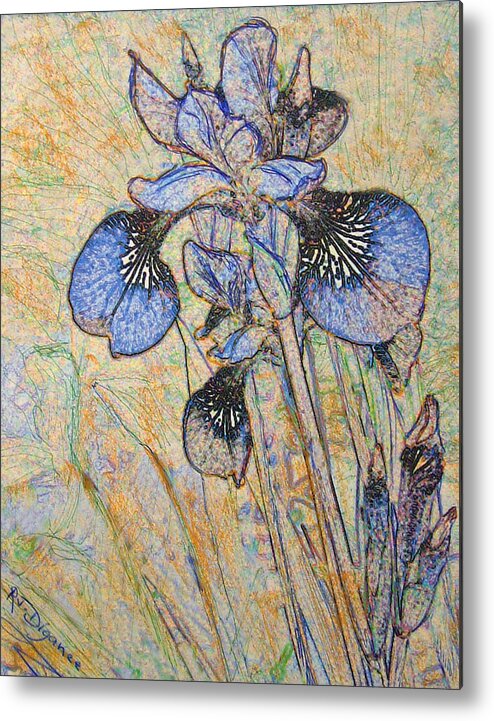 Iris Metal Print featuring the painting Blue Iris by Richard James Digance