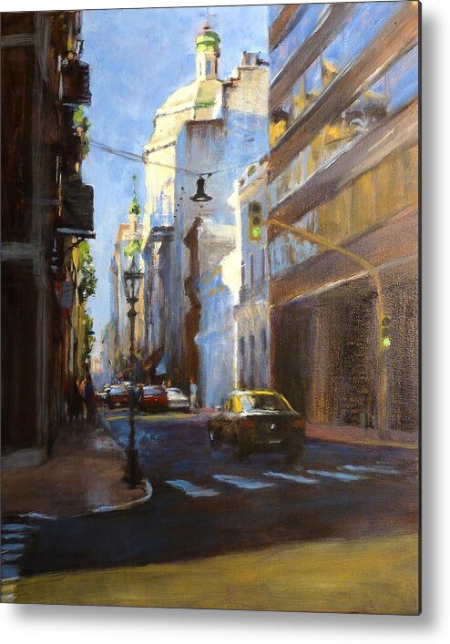 Landscape Metal Print featuring the painting Calle Defensa by Peter Salwen