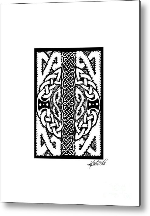 Artoffoxvox Metal Print featuring the drawing Celtic Double Doors by Kristen Fox