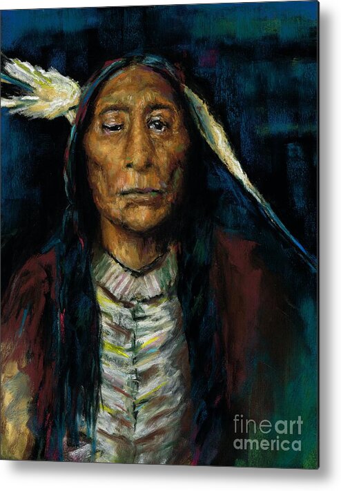 Native American Metal Print featuring the painting Chief Blackfeet by Frances Marino