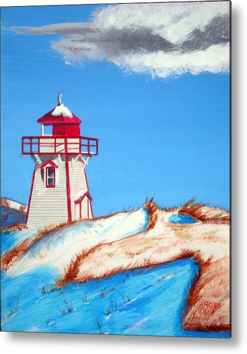 Lighthouse Metal Print featuring the painting CoveHead Harbor Light by Anthony Ross