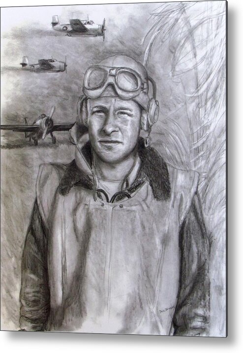 Us Navy Metal Print featuring the drawing Dad WW2 by Jack Skinner