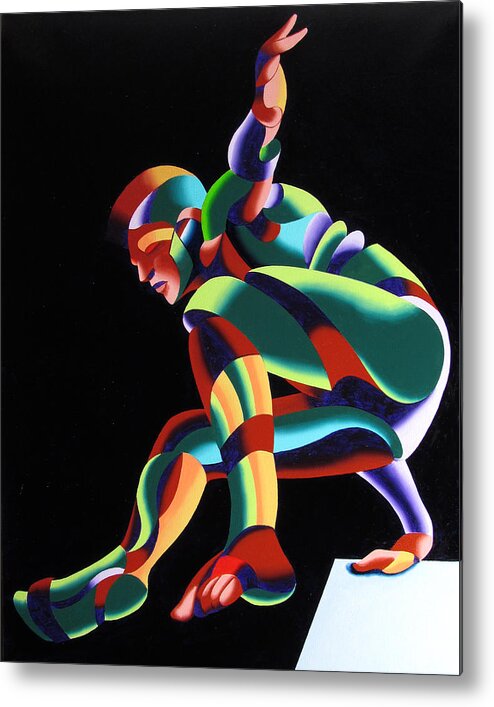Abstract Metal Print featuring the painting Dave 25-03 - Abstract Geometric Figurative Oil Painting by Mark Webster