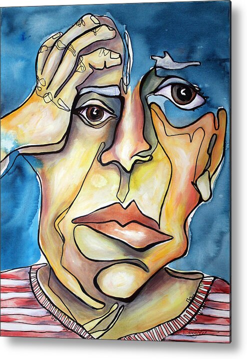 Portrait Metal Print featuring the painting Disjointed Thought by Darcy Lee Saxton