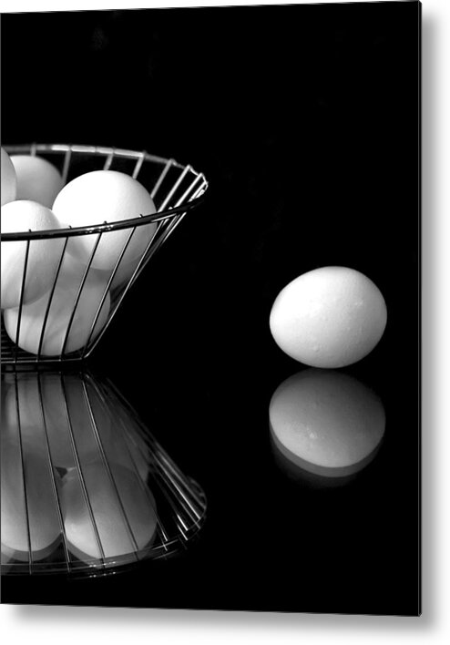 Eggs Metal Print featuring the photograph Eggs in Black and White by Betty Eich