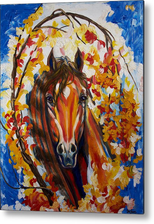 Horse Metal Print featuring the painting Firefall Horse by Yelena Rubin