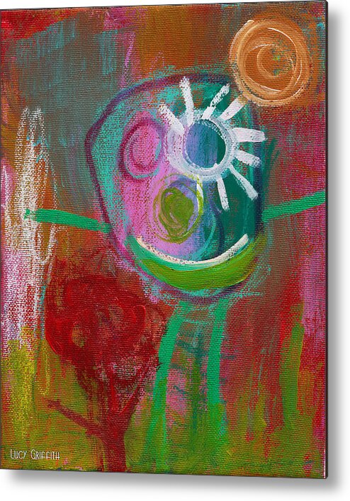 Child Painting Metal Print featuring the painting Flower by Abril Andrade
