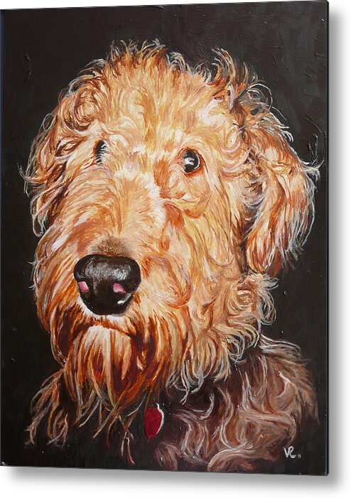 Puppy Metal Print featuring the painting Fonzie by Vic Ritchey
