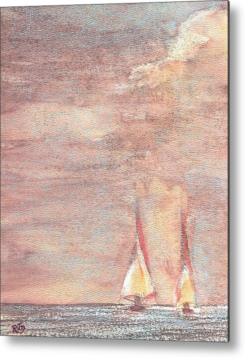 Sea Metal Print featuring the painting Golden Sails by Richard James Digance