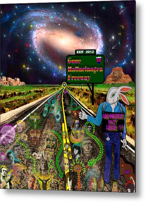 Sixties Culture Metal Print featuring the mixed media Gone Hallucinogen Highway by Myztico Campo