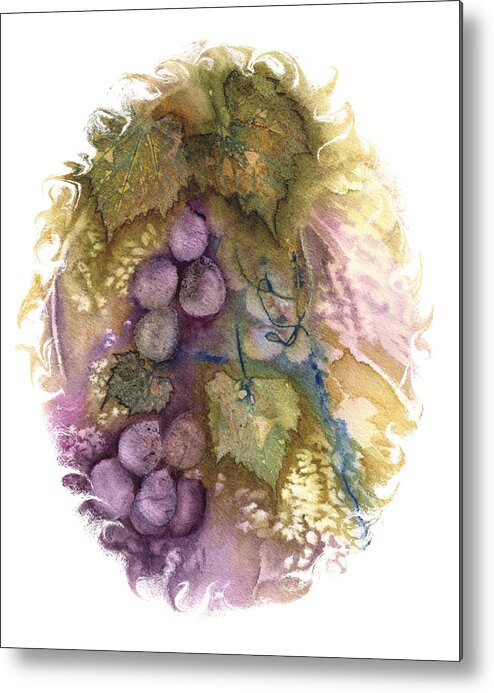 Grapes Metal Print featuring the painting Grapes Quinacridone Gold Vignette by Elise Boam