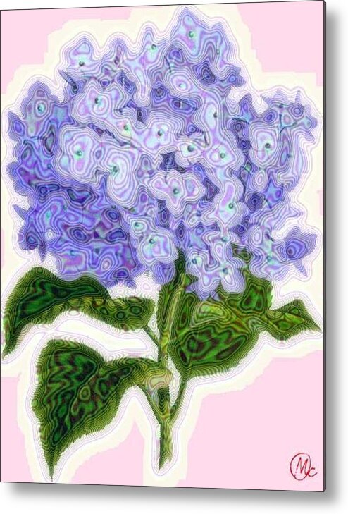 Purple Metal Print featuring the digital art Hazy Hydrangea by Mary M Collins