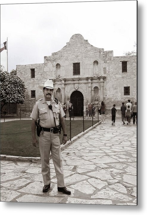 The Alamo Metal Print featuring the photograph He Guards the Alamo by Lorraine Devon Wilke