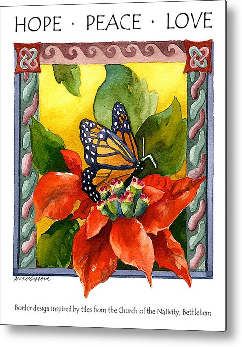 Hope Painting Metal Print featuring the painting Hope Peace Love by Anne Gifford