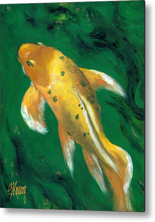 Koi Metal Print featuring the painting Koi At Muttart by Stan Kwong
