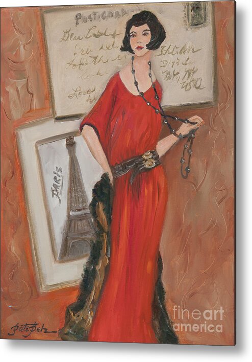 Lady In Red Canvas Metal Print featuring the painting Lady In Red by Pati Pelz