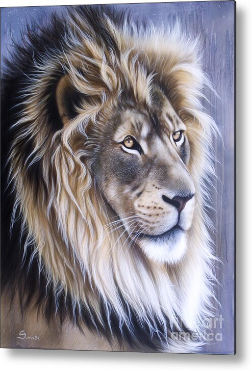 Lion Metal Print featuring the painting Leo by Sandi Baker