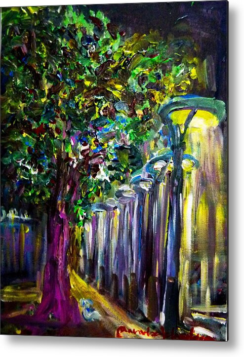 Landscapes Metal Print featuring the painting Light on the street by Wanvisa Klawklean