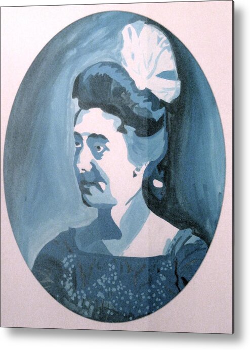 Late 1800s Metal Print featuring the painting Millie in Blue by Rebecca Wood