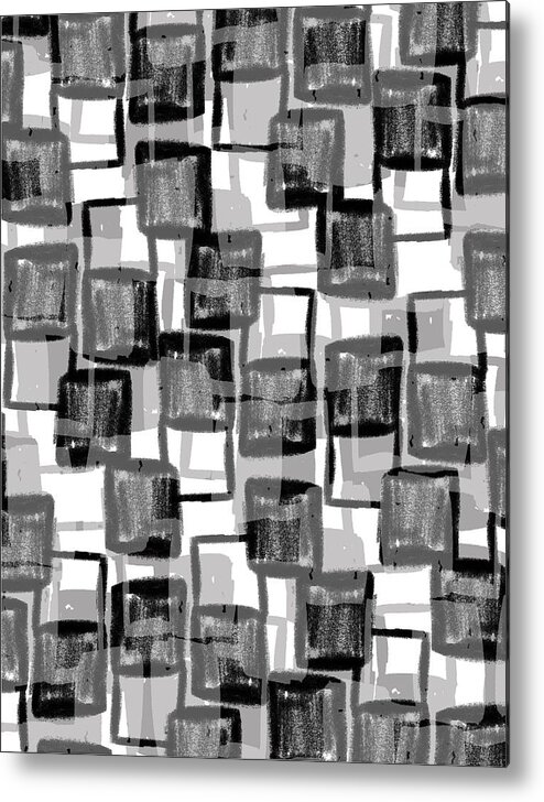 Monochrome Squares (digital) By Louisa Knight (contemporary Artist) Metal Print featuring the photograph Monochrome Squares by Louisa Knight 