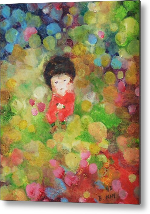 Oil Painting Metal Print featuring the painting My Babe by Becky Kim