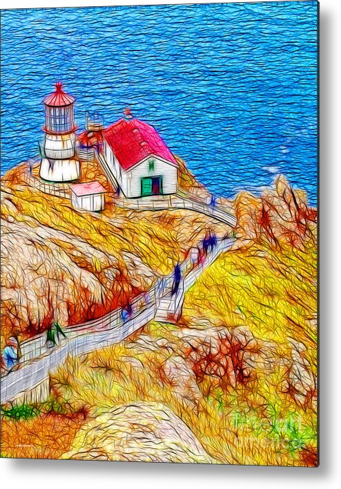 Pt Reyes Metal Print featuring the photograph Point Reyes Lighthouse by Wingsdomain Art and Photography