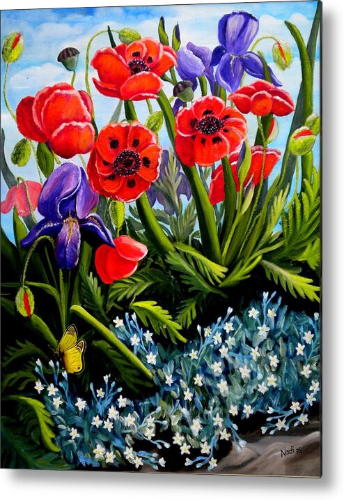 Poppies Metal Print featuring the photograph Poppies and Irises by Renate Wesley