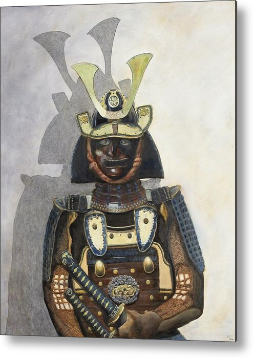 Portrait Metal Print featuring the painting Portrait of a Samurai by Mr Dill