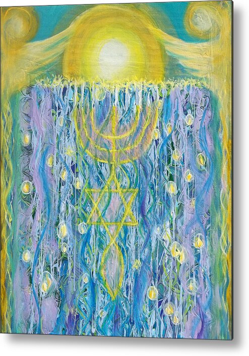 Prophetic Metal Print featuring the painting Prophetic Message Sketch Painting 26 Elohim Elohim Latter Rain by Anne Cameron Cutri