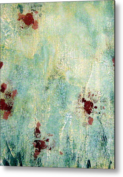 Green Metal Print featuring the mixed media Red by Aimee Bruno