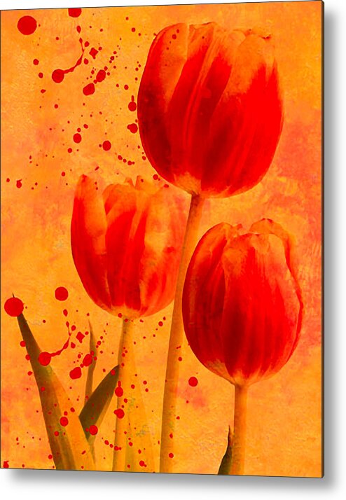 Tulips Metal Print featuring the photograph Red Tulips by James Bethanis