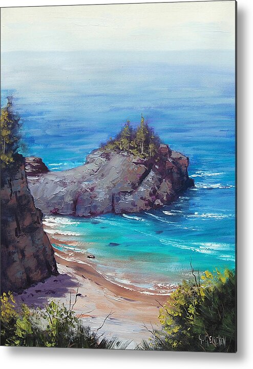 Seascape Metal Print featuring the painting Rocky Coast Big Sur by Graham Gercken