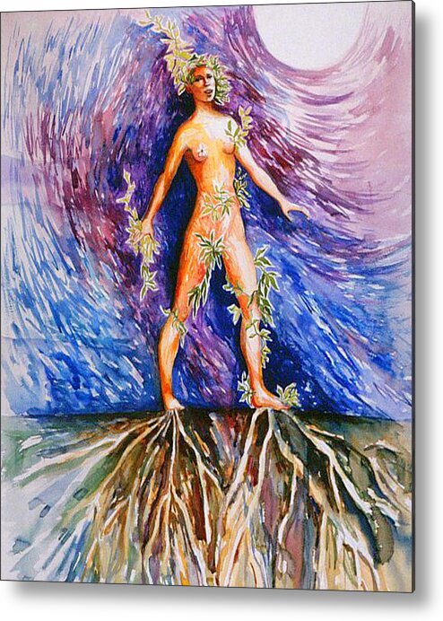 Female Form Metal Print featuring the painting Rooted by Nancy Wait