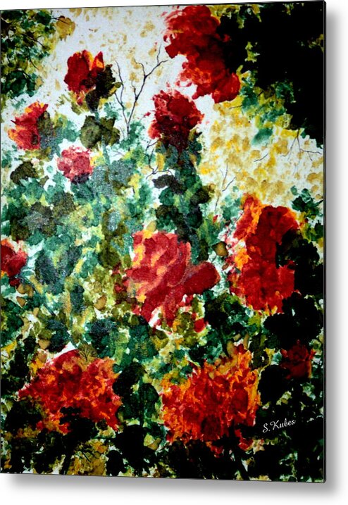 Roses Metal Print featuring the painting Rose Garden by Susan Kubes