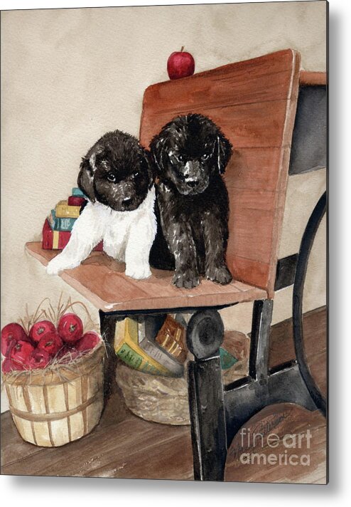 Watercolor Metal Print featuring the painting School Days by Nancy Patterson