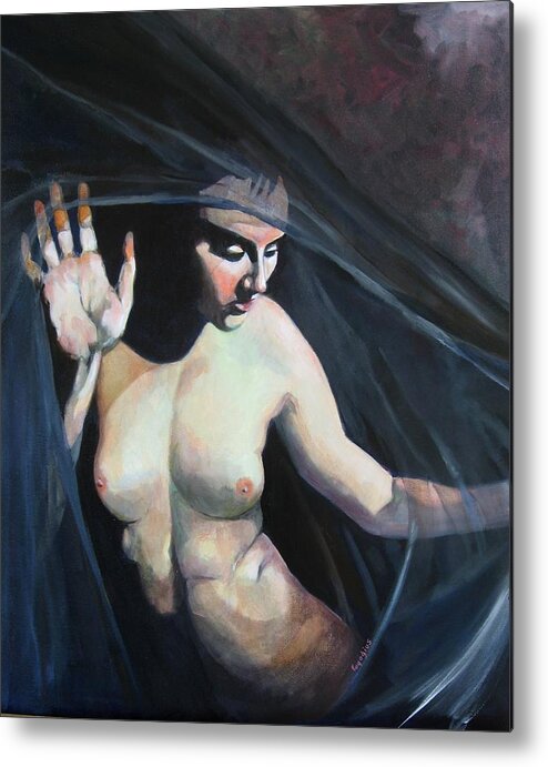 Female Metal Print featuring the painting Secrets by Ray Agius