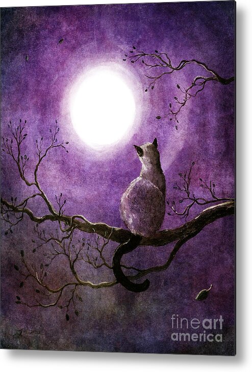 Zen Metal Print featuring the digital art Siamese Cat Dreaming of Autumn by Laura Iverson