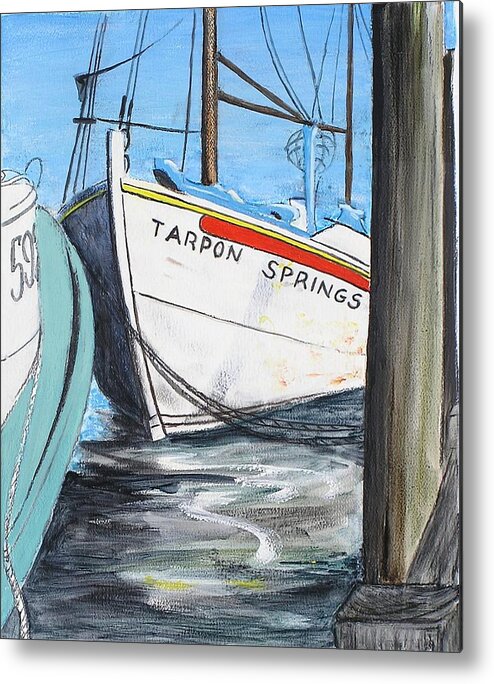 Fine Art Metal Print featuring the painting Tarpon Springs by G Linsenmayer