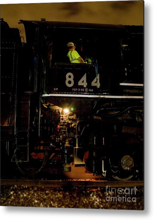 Steam Locomotive Metal Print featuring the photograph Tending The Beast by Tim Mulina