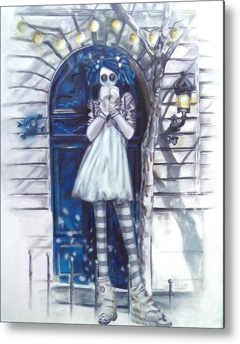 House Metal Print featuring the painting The blue door by Lori Keilwitz