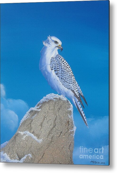 Falcon Paintings Metal Print featuring the painting The Gyr Falcon by Michael Allen