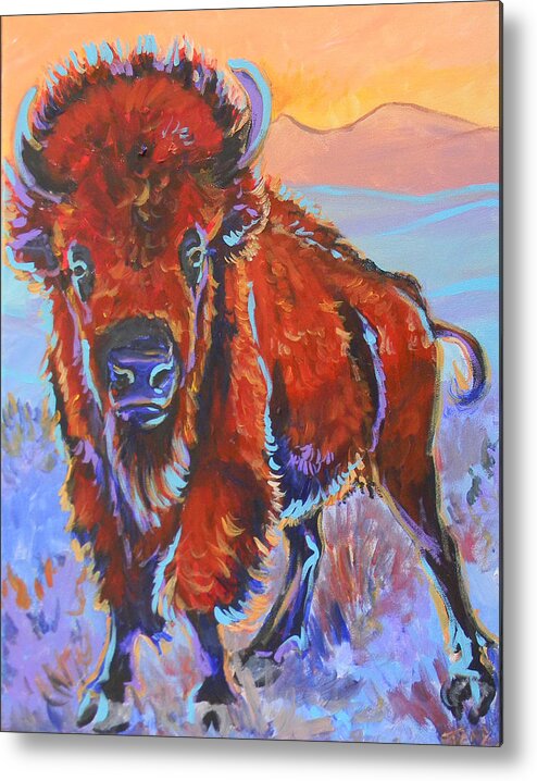 Bison Metal Print featuring the painting The Red King by Jenn Cunningham