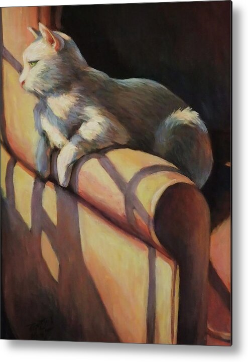 Cat Metal Print featuring the painting The Window Seat by Gretchen Ten Eyck Hunt