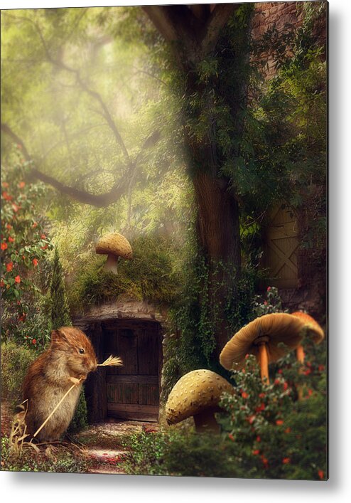 Photomanipulation Metal Print featuring the digital art This magical world by Cindy Grundsten