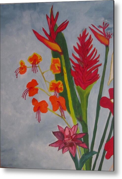 Tropical Flowers Metal Print featuring the painting Tropical Part 1 by Jennylynd James