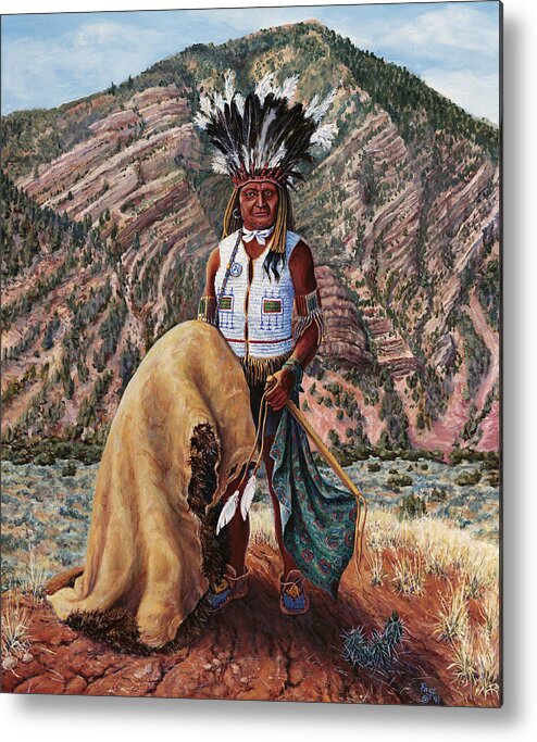 Indian Metal Print featuring the painting Unca Sam by Page Holland